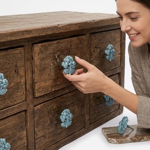 Ba Rustic Blue Rose Cast Iron Furniture Knob <b>Drawer</b> <b>Handle</b> Living Room Home Office Bedroom Decor Durable Novelty Shape - Product Image 5