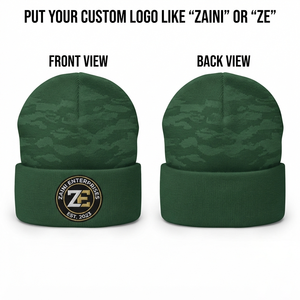 Premium 280 GSM Acrylic Knit <b>Men</b> Beanie Cap Dark Green Camo Fold Cuff Custom Embroidered Logo Warm <b>Winter</b> Outdoor Fashion <b>Hat</b> - Product Image 1