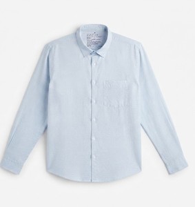 เสื้อเชิ้ตแขนยาวสีฟ้าพาสเทลสำหรับผู้ชาย ยี่ห้อ Enovate ผ้าทอระบายอากาศได้ดี เหมาะสำหรับฤดูร้อน สีเบจ ผ้าลินิน เย็บแบบไร้ตะเข็บ - Product Image 4