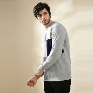 Jersey ajustado de algodón de alta calidad para hombre, sudadera con logotipo personalizado impreso, cuello redondo Vintage, diseño forrado, deportes de punto sólido - Product Image 3