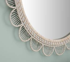 Espejo de Pared Decorativo de Mimbre Hecho a Mano con Marco de Ratán, Estilo Boho, para Decoración del Hogar, Dormitorio, Sala de Estar - Product Image 2