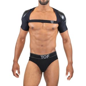 Gold Metallic Chest <b>Harness</b> With Matching Briefs For Men BDSM Fetish Wear - Product Image 2