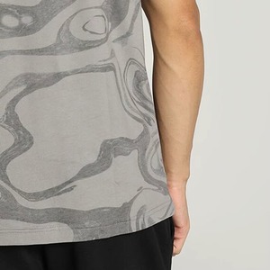 Short de golf pour homme haut de gamme, 100% coton, imprimé sublimation, motif géométrique à rayures ondulées bleu marine et gris, anti-plis, avec poche - Product Image 3