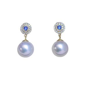 Boucles d'oreilles en perles rondes blanches d'eau douce de 9 à 10 mm pour femmes, or S925, lumière intense, défauts discrets, style simple, élégantes - Product Image 5