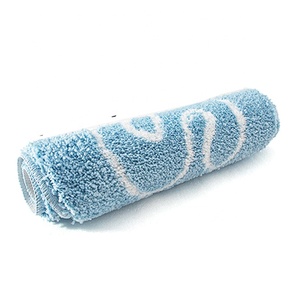 Oval Chenille Bath Mat With Yes Print <b>Light</b> Blue Novelty Design Absorbent Machine Made For Bathroom Floor - Product Image 2