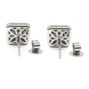 Pendientes de tuerca para mujer, chapado en oro blanco de 18 quilates, Diamante de alta calidad, corte Baguette de boda, ajuste de ilusión brillante - Product Image 3
