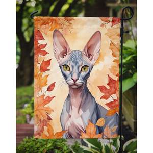 Peterbald Cat Fall Leaves <b>Garden</b> <b>Flag</b> Multicolor Decorative Yard <b>Flag</b> Banner for Patio Artwork for Yard Flower Beds Mailbox - Product Image 3