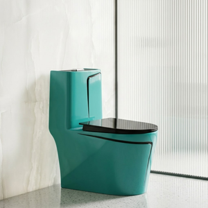 Inodoro de Cerámica Brillante con Línea Decorativa Negra, Moderno, de Una Pieza, en Tendencia - Product Image 5