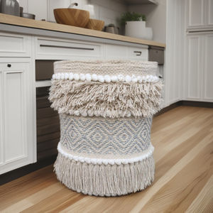 Organizador de accesorios de cocina para el hogar con cesta de almacenamiento de algodón, jarrón redondo blanco y negro - Product Image 1