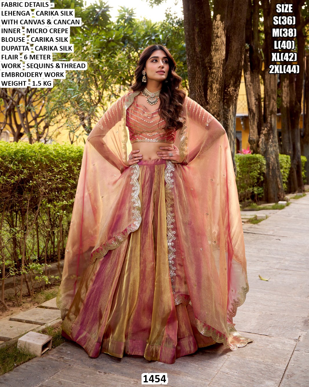 slim fit dress slacks Peach Pink Bridal Lehenga Pakistani Wedding Dresses – Nameera by Farooq main image 1