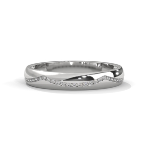 White Gold Wedding <b>Ring</b> Diamond Accent Band <b>Wave</b> Edge Fine Jewelry for Women - Product Image 1