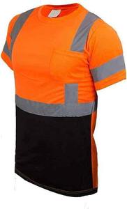 T-shirt de sécurité haute visibilité orange pour homme, manches courtes, style vêtement de travail, col rond, coupe régulière, 340g, logo tricoté sur le devant - Product Image 2
