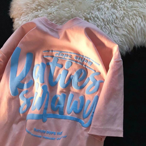 Bulk Custom Men's T-Shirts Heavy <b>Weight</b> 100% Cotton Oversized <b>Blank</b> with 3D Foam Puff Printing - Product Image 3