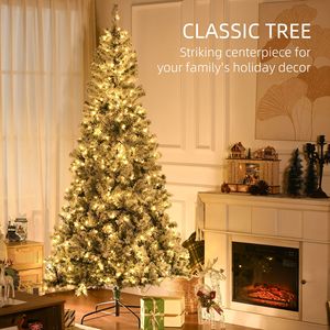 Albero di Natale Pre-Illuminato da 2,3 m con Luci LED Bianco Caldo, Funzione di Montaggio Automatico, Rami Effetto Neve, Materiale PE PVC, Dimensioni 210 cm - Product Image 4