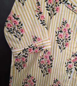 Conjunto de Pijama de Algodón Indio Floral, Ropa de Dormir de Manga Corta para Verano y Otoño, Cómoda, Elegante, de Lujo, de Secado Rápido y Transpirable - Product Image 4