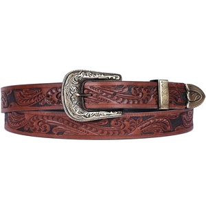 Customized Design Hand Carving Floral <b>Engraved</b> Men's Fashion Western Leather <b>Tooling</b> Belt for jeans or trouser - Product Image 6