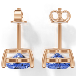 Heerani Jewels Natural 925 Sterling Silver Classic <b>Stud</b> Vermeil <b>Rose</b> <b>Gold</b> Unisex Engagement Wedding <b>Earrings</b> Tanzanite Heart - Product Image 5
