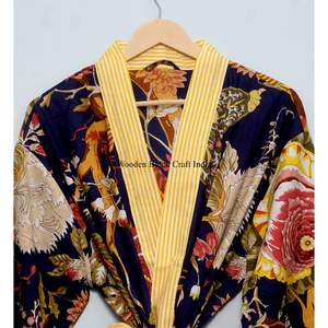 Robe Kimono 100% Coton, Peignoir Imprimé, Robe de Demoiselle d'Honneur, Vêtement de Nuit d'Été, Peignoir de Bain, Tenue de Plage pour Fille et Femme, Grandes Tailles - Product Image 4