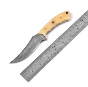 Drop Point Hunting Knife Damascus Steel Blade 0.6mm Thickness Straight Edge Handle Outdoor <b>Tool</b> - Product Image 1