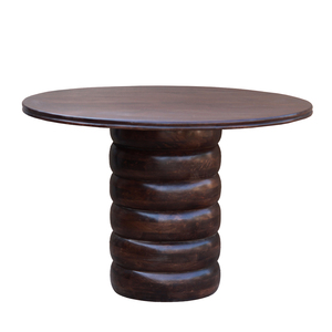 Mesa de Comedor y Café Redonda Moderna de Madera con Base de Pedestal Acanalado, Mesa de Comedor Circular de Lujo en Nogal Oscuro para el Hogar y la Villa - Product Image 1