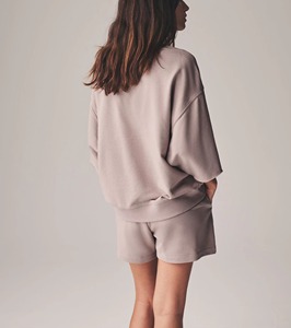 OEM Custom Logo High Quality Blank Stitch Plain 100% Cotton French Terry Varsity Oversized Women Reversible Lace Short Shorts - Product Image 2