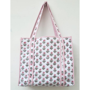 Bolsa de Mano de Algodón Acolchada con Estampado de Cactus Rosa, Hecha a Mano en Jaipur, Ecológica, Duradera, Ideal para Regalos, Oficina y Salidas Informales - Product Image 3