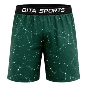 Emerald Green White Speckled Print Sports <b>Shorts</b> with <b>Elastic</b> <b>Waistband</b> Lightweight Breathable Athletic Gym Training - Product Image 1