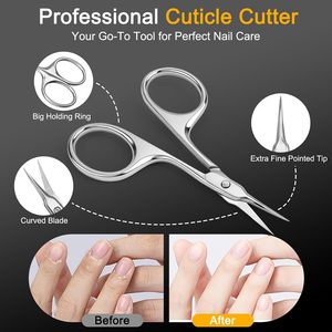 Tijeras para Cutículas de Acero Inoxidable Multiusos de Primera Calidad con Hojas Curvas - Manicura, Arte de Uñas, Cuidado de Cejas y Pestañas para Adolescentes - Product Image 2