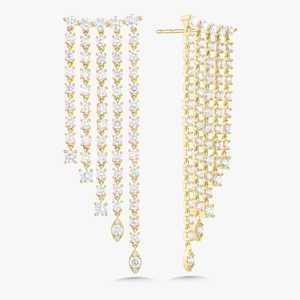 Long Dangle <b>Earring</b> Statement Bridal Wedding Custom 14K 18K Solid Gold Lab Grown Diamond Luxury Jewelry Gift For Women Wholesale - Product Image 3