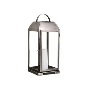Lantern Moroccan Antique Silver Cutout Metal Blue <b>Glass</b> <b>Candle</b> <b>Holder</b> Light Home Hotel Garden Decor Wedding Table Lantern - Product Image 4