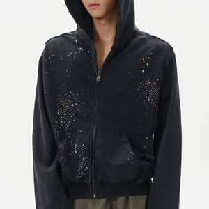 Sudadera Casual con Pedrería y Cristales, Logotipo Bordado en el Pecho, Algodón Premium, Ropa Urbana de Invierno - Product Image 4