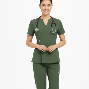 Ensemble de blouses médicales unisexes avec fermeture à boutons latéraux, uniforme d'hôpital, tissu léger et respirant en spandex/coton - Product Image 1