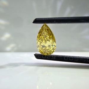 Diamante suelto de 0.9 quilates, color amarillo intenso, talla pera, brillo brillante, VS1, creado en laboratorio, para anillo de compromiso y fabricación de joyas. - Product Image 1