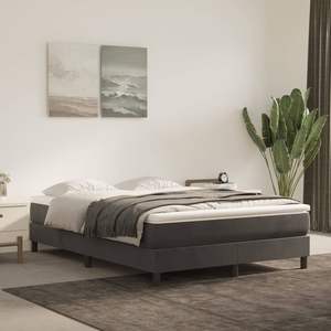 Base de Cama Tapizada en Terciopelo Gris Oscuro 100% Poliéster con Madera Contrachapada y Madera de Ingeniería, Duradera y Elegante - Product Image 1