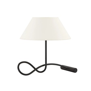 Lampe de table moderne en métal en forme de cloche E26 AC avec abat-jour en tissu blanc, lampe de sol décorative pour salon - Product Image 1