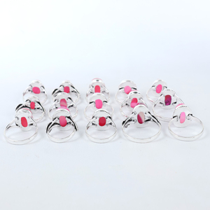 Minimalist Pink Agate <b>Statement</b> <b>Ring</b> Adjustable Brass Band High Quality Handcrafted Vintage Women's Fashion Jewelry Wholesale - Product Image 2