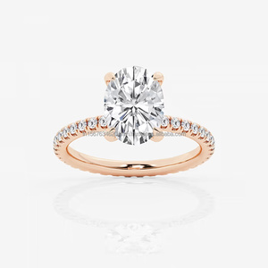 Anillo de estilo vintage de oro de 14 quilates con corte ovalado creado en laboratorio IGI/GIA, Diamante cultivado en laboratorio para compromiso o boda de mujer - Product Image 3