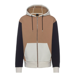 Sweat-shirt à capuche pour homme, coupe classique, décontracté, automne, tricoté, mélange coton et polyester, avec fermeture éclair et blocs de couleur - Product Image 5