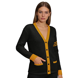 Suéter Cárdigan Casual de Mujer con Cuello en V, Tejido Grueso de Lana/Acrílico, Personalizado al por Mayor OEM/ODM, Estilo Universitario Alpha Kappa Sorority - Product Image 2