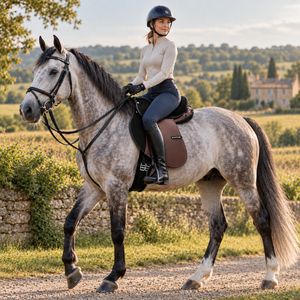 Conjunto de Silla de Montar Inglesa para Caballo |   Silla de Montar Sintética para Endurance con Brida a Juego, Cincha Acolchada y Estribos para Senderismo y Carreras de Distancia - Product Image 3