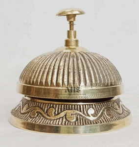 Antique <b>Brass</b> Desk <b>Bell</b> Gold Plated Circular Polished Home Decoration - Product Image 2