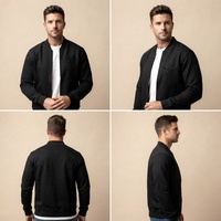 Blouson bomber pour homme grande taille, col montant, fermeture éclair, léger, décontracté, pour le printemps