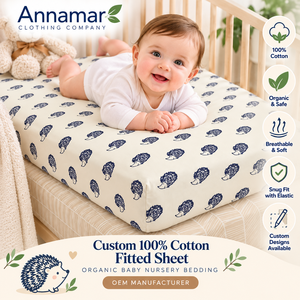 Drap-housse pour bébé 100% coton personnalisé |   Housse de matelas de berceau douce et respirante |   Literie de puériculture biologique |   Fabricant OEM - Product Image 3