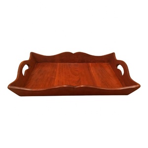 ถาดไม้ใส่ชากาแฟอาหารดีไซน์โบราณมีที่จับทรงสี่เหลี่ยมผืนผ้าใช้ในบ้านและโรงแรม - Product Image 1