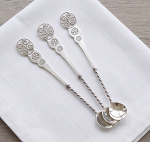 Classic Silver <b>Bar</b> Spoons With Ornate Handles For Cocktail Stirring Handmade Sterling Silver <b>Bar</b> <b>Tools</b> For Cocktail Mixing - Product Image 1