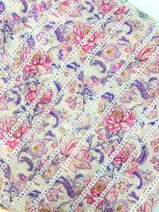 Tela de polialgodón con estampado digital y bordado floral, ancho de 44 pulgadas, para usar en kurtis, vestidos, trajes, etc. - Product Image 6