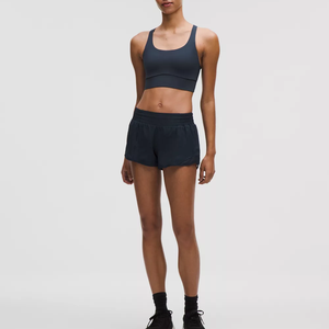 Soutien-gorge de sport en nylon pour femme, taille unique XL, maintien élevé, sans armatures, bonnets fixes, haut de yoga, logo frontal, fines bretelles pour une couverture latérale - Product Image 1