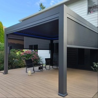 Gazebo de jardin à toit rigide avec finition anthracite thermolaquée et auvent à lames orientables résistant aux intempéries pour un confort quotidien en extérieur en pin