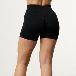 Shorts de Yoga Negros de Cintura Alta para Mujer, Deportivos, Tejidos en Spandex y Poliéster, Transpirables, Corte Regular, Cintura Elástica - Product Image 4