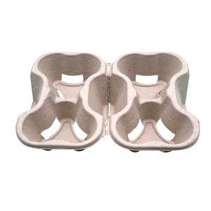 Plateau de transport jetable en pâte de papier durable pour 2 tasses de café, support de boissons pour l'emballage des services de restauration, restaurants et cafés - Product Image 1